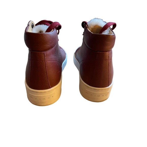 MaiMai Womens Leather High Top Trainer Sneakers Lace-Up Size 6US Burgundy - Picture 5 of 8